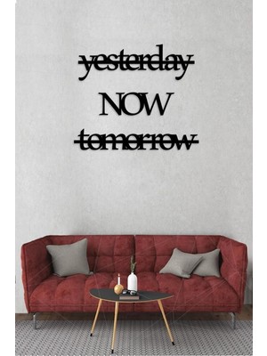 Buççin Online Mağaza  Ingilizce Zaman Harfli Ahşap Dekoratif Tablo - Dekoratif Duvar Yazısı - Yesterday Now Tomorrow Dekor
