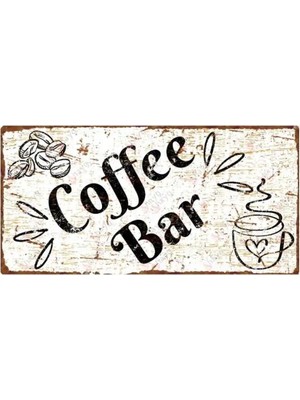 Buççin Online Mağaza  Coffee Bar Dekoratif Alüminyum Tabela - Uv Baskılı Metal Duvar Dekoru Metal Beyaz