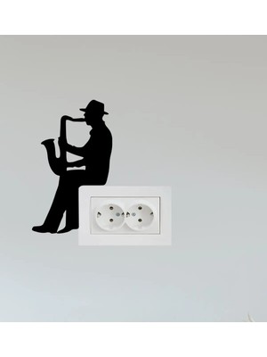 Buççin Online Mağaza  Priz-Anahtar Üstü Jazz Adam Duvar Dekorasyonu Ahşap Mdf Ahşap Siyah