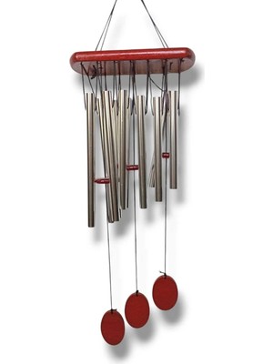 Buççin Online Mağaza  Metal Çubuklu Ahşap Rüzgar Çanı Kapı Bahçe Balkon Teras Süsü Ahşap Bordo