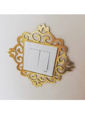 Buççin Online Mağaza  Dekoratif Pleksi Priz Anahtar Çerçevesi Tekli Gold Cam Altın