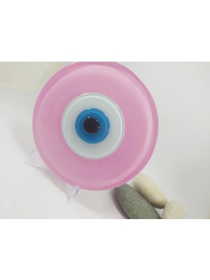 Buççin Online Mağaza  Toz Pembe El Yapımı Deliksiz Büyük Cam Nazar Boncuğu 12 cm Masa Üstü Dekor Hediyelik Eşya Plastik Ço