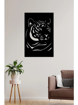 Buççin Online Mağaza  27X40 cm Kaplanlı Dekoratif Duvar Panosu Ahşap Siyah