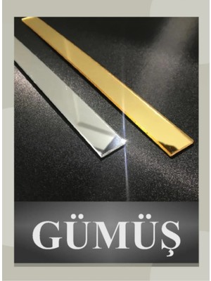 Buççin Online Mağaza  Şerit Pleksi Yapışkanlı Gümüş Ayna 1.8 cm x 120 cm ( 5 Adet ) Akrilik Gri