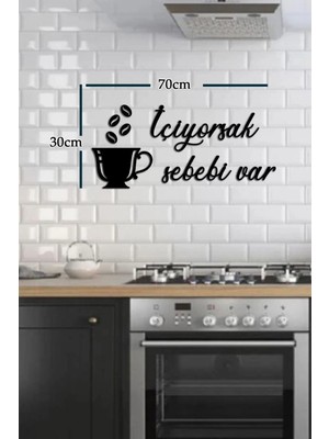 Buççin Online Mağaza  Içiyorsak Sebebi Var Ahşap Duvar Yazısı-Ahşap Duvar Dekoru-Ahşap TABLO-70X30CM Ahşap Siyah