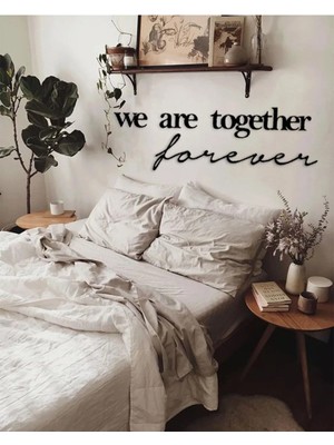 Buççin Online Mağaza  We Are Together Forever Ahşap Dekoratif Duvar Yazısı Ahşap Siyah