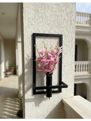 Buççin Online Mağaza  Dekoratif Mat Siyah Pano Raf Saksılık Duvar Saksılığı Düzenleyici Hediyelik Balkon Bahçe Metal Metal