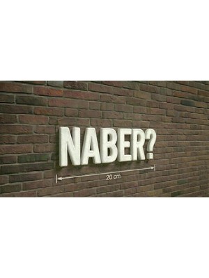 Buççin Online Mağaza  20 cm Dekoratif 3D Duvar Yazısı - "naber?" Plastik Beyaz