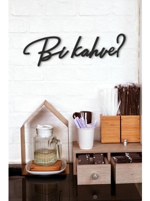 Buççin Online Mağaza  Siyah Ahşap Bi Kahve Duvar Dekoru - Mutfak Cafe Kahve Köşesi Için 60X20CM Mdf Tablo Ahşap Siyah