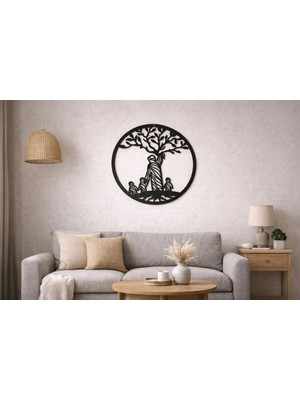 Buççin Online Mağaza  Ahşap Yaşam Ağacı Duvar Dekoru Siyah 3 mm Mdf 40 cm Ahşap Siyah