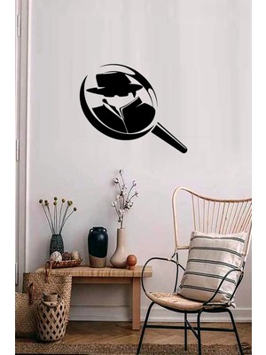 Buççin Online Mağaza  Dedektif Büyüteç Çerçeve Duvar Tablo Dekor Ahşap Lazer Kesim Hediyelik Eşya 35X30 cm Ahşap Siyah
