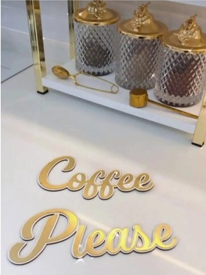 Buççin Online Mağaza  Coffe Plase Kahve Köşesi Mutfak Duvar Dekorasyonu Gold Aynalı Pleksi Akrilik Altın