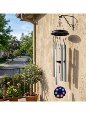 Buççin Online Mağaza  Metal Rüzgar Çanı 90 cm Balkon Süsü ve Duvar Süsü Metal Gümüş