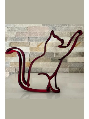 Buççin Online Mağaza  Kedi Duvar Resmi / Art, Sevimli Kedi Duvar Sanatı, Dekor Plastik Kırmızı