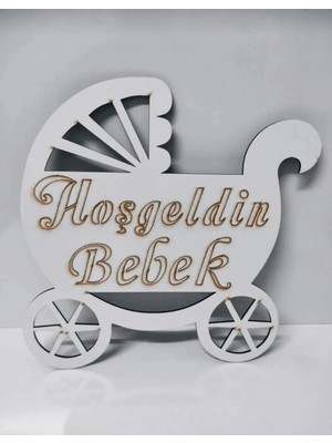 Buççin Online Mağaza  Hoşgeldin Bebek Kapı Süsü Duvar Dekor Ahşap Mdf Bebek Odası Dekor Ahşap Beyaz