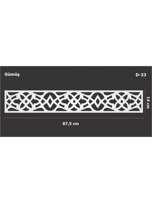 Buççin Online Mağaza  Dekoratif Aynalı Pleksi Mobilya Dolap Süsü 87,5 x 14 cm D-33 Gümüş Gümüş