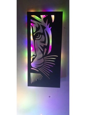 Buççin Online Mağaza  Ilk Hediyem Karışık LED Işıklı Aslan Başı Çocuk ve Bebek Odası Duvar Gece Lambası Ahşap Siyah