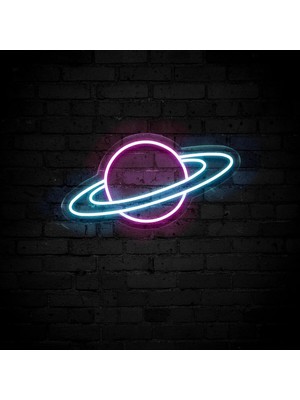 Buççin Online Mağaza  Neon LED Dekoratif Duvar Aydınlatması - Çocuk Odası - Gezegen - Satürn - Pleksi Plastik Altın