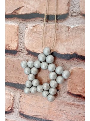 Buççin Online Mağaza  Gümüş Dekoratif Handmade Ahşap Yıldız Ahşap Gümüş