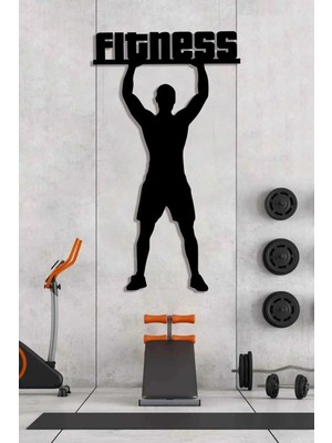 Buççin Online Mağaza  Fitness Gym Ahşap Duvar Dekoru-Spor Salonu Dekoru 80X45 Büyük Boy Ahşap Siyah