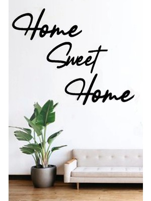 Buççin Online Mağaza  Siyah Ahşap Home Sweet Home Duvar Yazısı Dekoru - Kapı Süsü Antre Ev Için Lazer Kesim 75X45CM Tablo