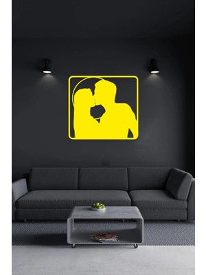 Buççin Online Mağaza  Öpüşen Çift Dekoratif Tablo (45*45CM) Ahşap Mdf Lazer Kesim 3mm Duvar Süsü (Kendinden Yapışkanlı) Ah