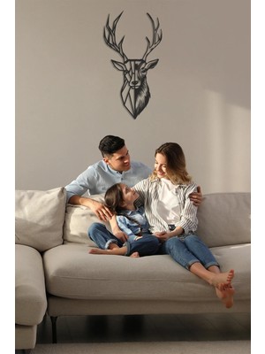 Buççin Online Mağaza  Geyik Başı Doğal Metal Duvar Dekoru Metal Siyah