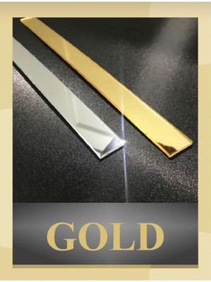 Buççin Online Mağaza  Dekoratif Şerit Gümüş - Gold Ayna Yapışkanlı Pleksi Duvar Süsü 2.5×120CM 5 Adet 1 mm Kalınlık Akrili