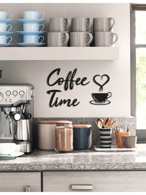Buççin Online Mağaza  Coffee Time Ahşap Modern Kahve Köşesi Mutfak Duvar Dekorukara Lazer Kesım Ahşap Siyah