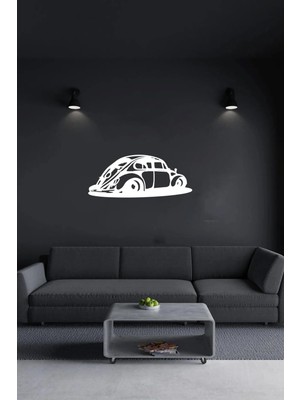 Buççin Online Mağaza  Beyaz Vw Beetle Araba Ahşap Tablo Lazer Kesim 3mm Duvar Dekorasyon Süsü (Kendinden Yapışkanlı) Ahşap