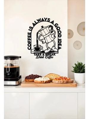 Buççin Online Mağaza  "coffee Is Always A Good Idea" Kahve Temalı Ahşap Duvar Tablosu - Mutfak ve Kahve Köşesi Mdf Tablo A