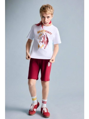 DeFacto %100 Pamuk Galatasaray Kısa Kollu Pijama Üst Şort Pijama Alt 2'li Pijama Takımı Erkek Çocuk H7511A826HS