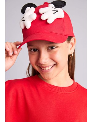 DeFacto Disney Mickey & Minnie 3D 3D Pamuklu Cap Kırmızı Şapka Kız Çocuk G2786A826SM