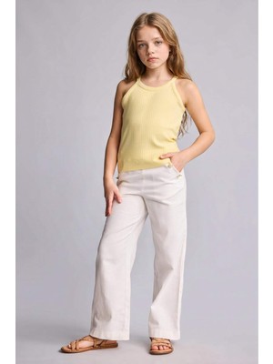 DeFacto %100 Pamuk Straight Fit Geniş Paça Gabardin Pantolon Kız Çocuk H2977A826SM
