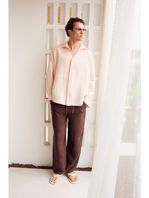 DeFacto %100 Keten Premium Wide Leg Pantolon G0855AX26SM
