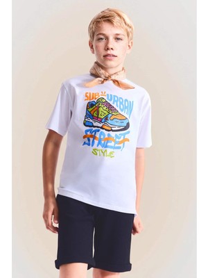 DeFacto %100 Pamuk New Regular Fit Bisiklet Yaka Baskılı Kısa Kollu Tişört Erkek Çocuk H4327A826HS