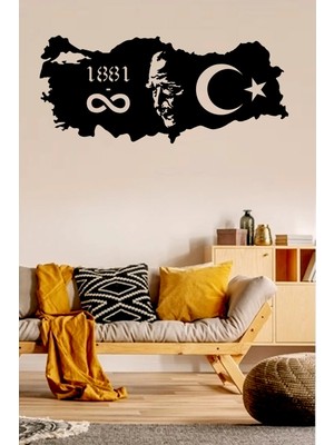 Buççin Online Mağaza  Atatürk Atam Ahşap Duvar Sanat Lazer Kesim Tablo Hediyelik Eşya Ahşap Siyah