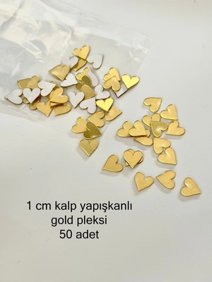 Buççin Online Mağaza  Kalp Pleksi 1 cm Boyunda Süsleme ve Hobi Aksesuarları 50 Adet Akrilik Metalik