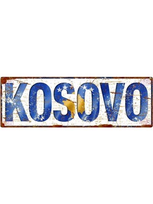 Buççin Online Mağaza  Kosova Temalı Vintage Duvar Tabelası – Kafe/ev/ofis Dekoru, 10X30 cm Metal Beyaz