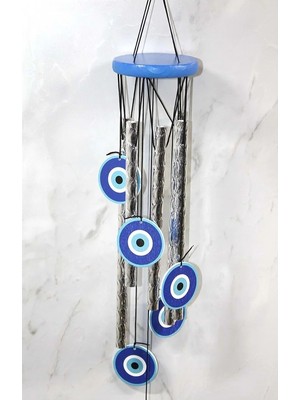 Buççin Online Mağaza  Metal Rüzgar Çanı Nazar Boncuklu 70 cm Metal Çok Renkli