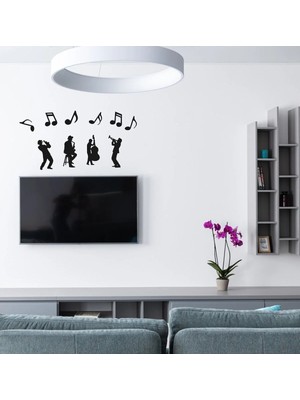 Buççin Online Mağaza  Jazz Adamlar Nota Müzik Ahşap Mdf Duvar Dekorasyonu Tablo Ahşap Siyah