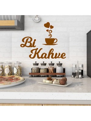 Buççin Online Mağaza  Bi Kahve Duvar Yazı Dekor Süsü Kahve Köşesi Ahşap Ahşap Kahverengi