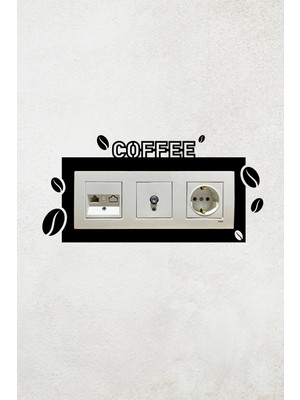 Buççin Online Mağaza  Coffee Kahve Tasarım 3lü Priz Çerçevesi (Iç Ölçü 22,75X8,4 Cm) Üçlü Dekoratif Çerçeve - Kahve Kosesi