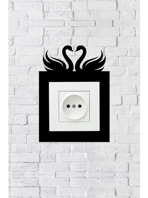 Buççin Online Mağaza  Kuğu Aşk Tasarım Priz Çerçevesi (Iç Ölçü 8,4x8,4 Cm) Dekoratif Priz - Anahtar Çerçevesi - Ev Süsü Ah
