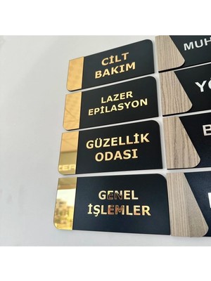 Buççin Online Mağaza  Lüx Yönlendirme Levhası Gold Aynalı Güzellik Merkesi Tabela  4lü Set Ahşap Çok Renkli