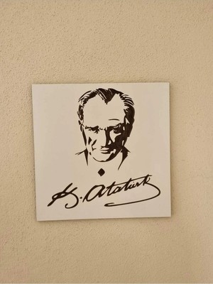 Buççin Online Mağaza  Atatürk Pano Duvar Süsü Ahşap Beyaz