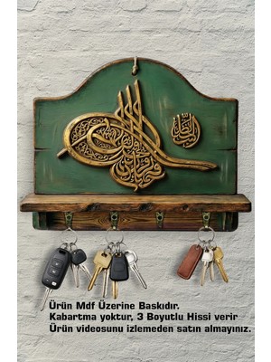 Buççin Online Mağaza  Dekoratif Anahtar Askısı - Manevi ve Osmanlı Temalı Duvar Anahtar Askısı Ahşap Beyaz