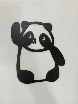 Buççin Online Mağaza  Lazer Kesim 3lü Panda Dekoratif Duvar Tablosu Ahşap Siyah