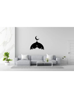 Buççin Online Mağaza  Modern Islami Duvar Dekoru - Cami ve Hilal Ahşap Tablo - Lazer Kesim Manevi Duvar Sanatı -3 mm Mdf A