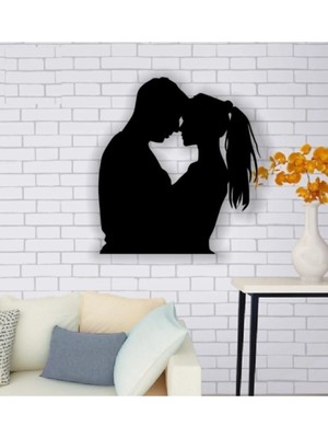 Buççin Online Mağaza  Sevgili Lazer Kesim Ahşap Duvar Süsü - Duvar Dekoru ( 40X40 cm ) Ahşap Siyah